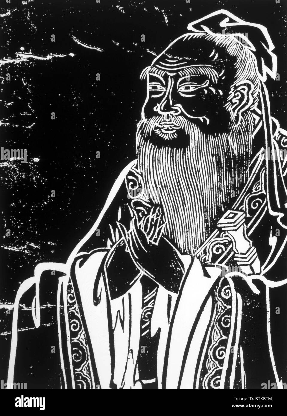 Confucio (ca. 551-ca. 479 BC), dettaglio dal XIX secolo di pietra lo sfregamento Foto Stock