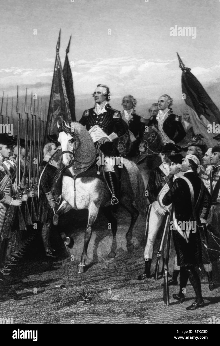 General George Washington prende il comando dell'esercito continentale, 3 Luglio 1775 Foto Stock