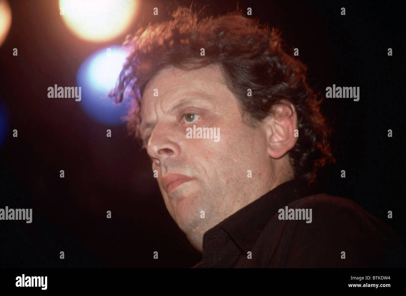 Il compositore Philip Glass, al Ritz nightclub di New York, NY, settembre 1985. foto: Karen Petersen/Everett Collection Foto Stock