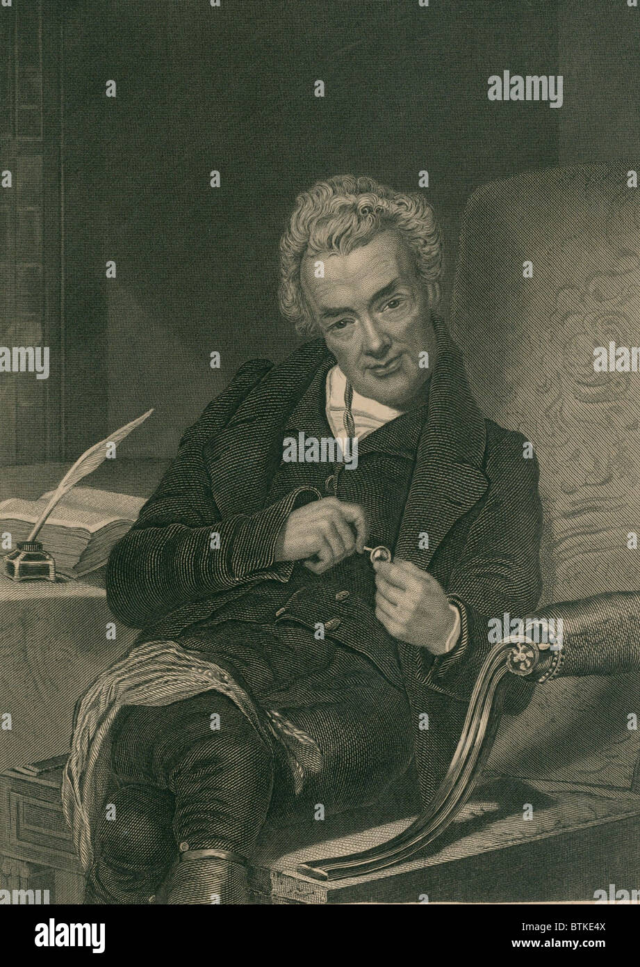 William Wilberforce (1859-1833) abolizionista britannico nel 1832, un anno prima della sua morte. La sua un po' insolito postura è causato da scoliosi (curvatura spinale). L'incisione sulla base di un acquerello di George Richmond. Foto Stock