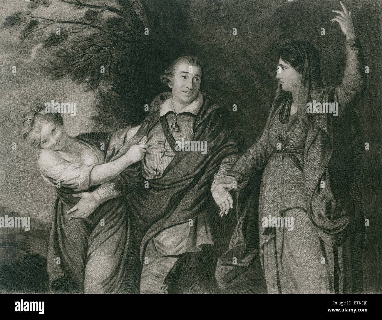 GARRICK tra la tragedia e la commedia, da Sir Joshua Reynolds, 1761, raffigura il famoso attore britannico attore shakespeariano David Foto Stock