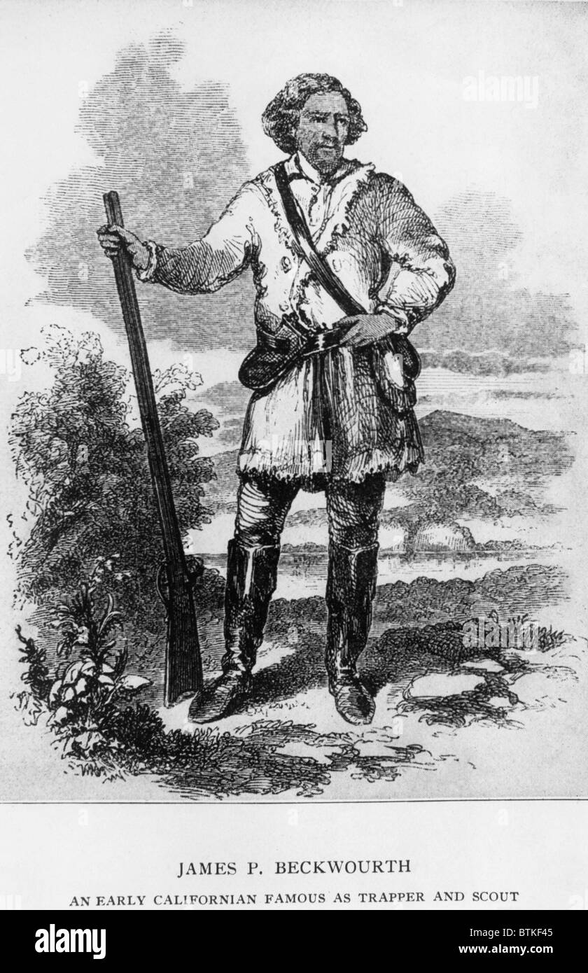 James Beckwourth, (1798-1867), African American frontiersman, è nato un slave ma liberato dal suo padre bianco. La sua storia di vita, LA VITA E I TEMPI DI JAMES P. BECKWOURTH, alpinista SCOUT, pioniere e capo del corvo nazioni di indiani da Thomas D. Bonner, è stata pubblicata nel 1856. Foto Stock