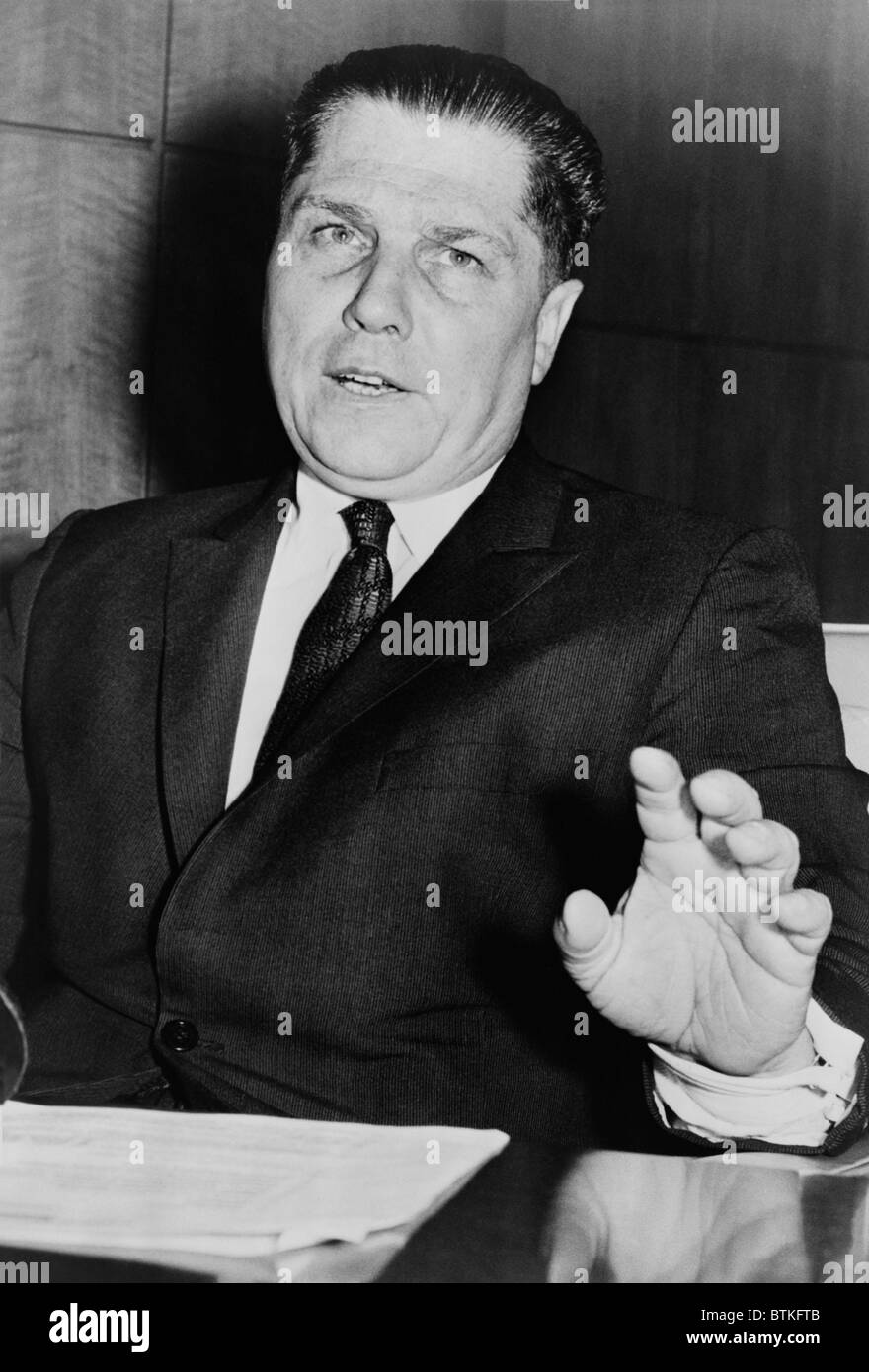 Jimmy Hoffa (1913-1975), resistente e presidente di Teamsters europea dal 1958-1971, è stato oggetto di numerose indagini governative, ma solo colpevoli di manomissione della giuria. Egli è stato interpretato da Jack Nicholson, nel 1992 film, HOFFA. Foto Stock