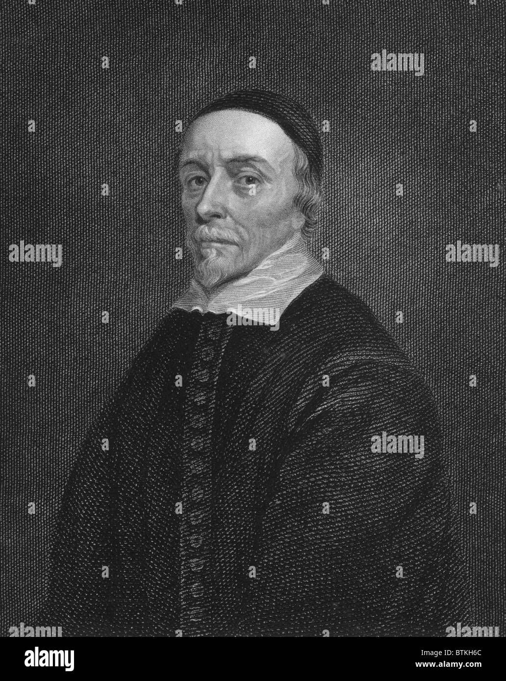 William Harvey (1578-1657), il medico inglese, ha scoperto che il sangue scorre rapidamente attraverso un unico sistema di arterie e vene, e stimato il cuore pompato 1 litro al minuto (misura moderno è di 4 litri). Egli ha smentito l'antica credenza che il sangue consumata dal corpo allo stesso tasso che è stata prodotta. Ritratto di ca. 1640. Foto Stock
