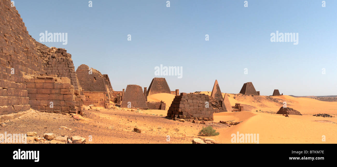 Sudan piramidi di Meroe Panorama Foto Stock