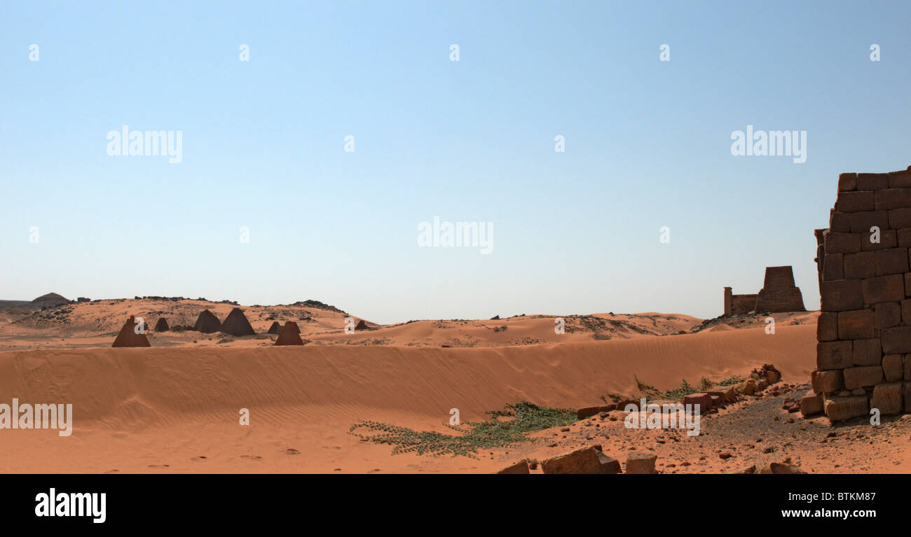 Sudan piramidi di Meroe Panorama Foto Stock