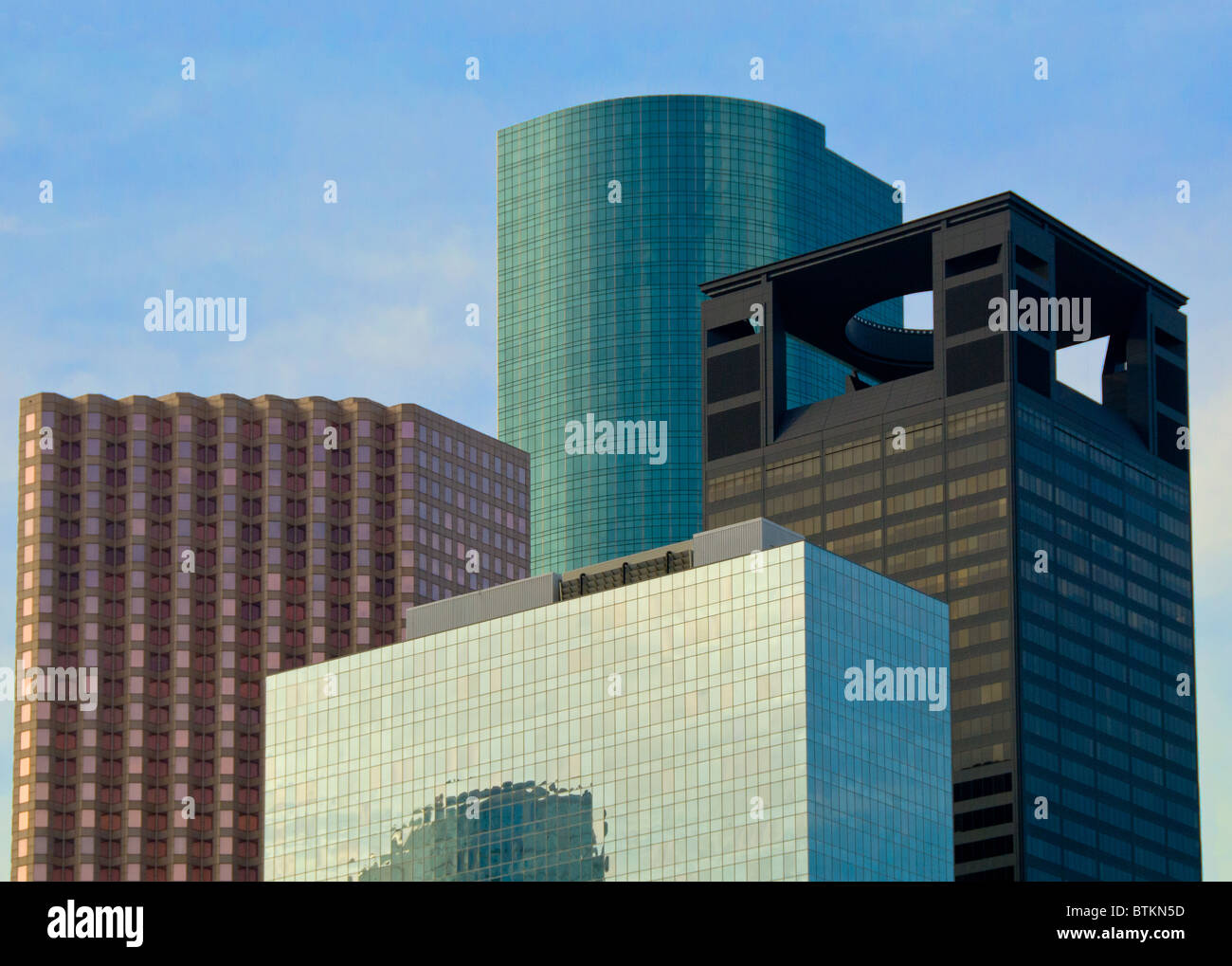 Torri di uffici in centro città, Houston, Texas, Stati Uniti d'America Foto Stock