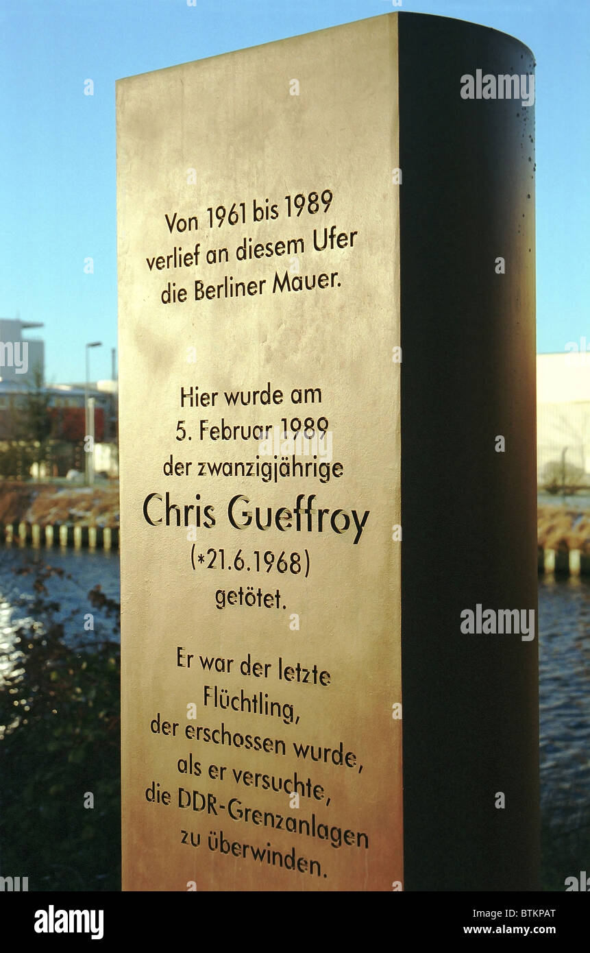Memorial per Chris Gueffroy, l'ultima vittima al muro di Berlino, Berlino, Germania Foto Stock