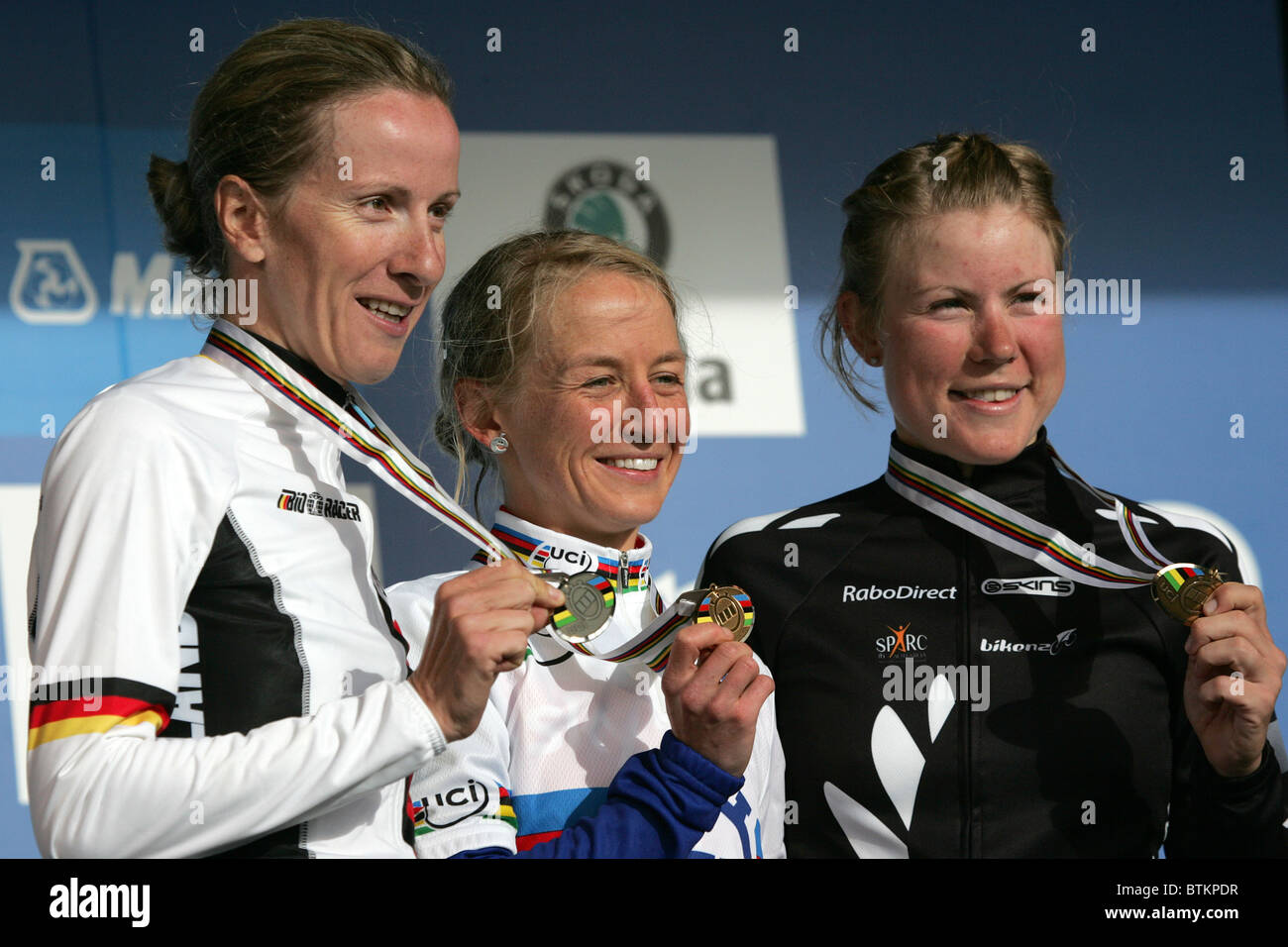 Medalists in Elite Donna crono a 2010 Mondo UCI campionati su strada del ciclismo Foto Stock