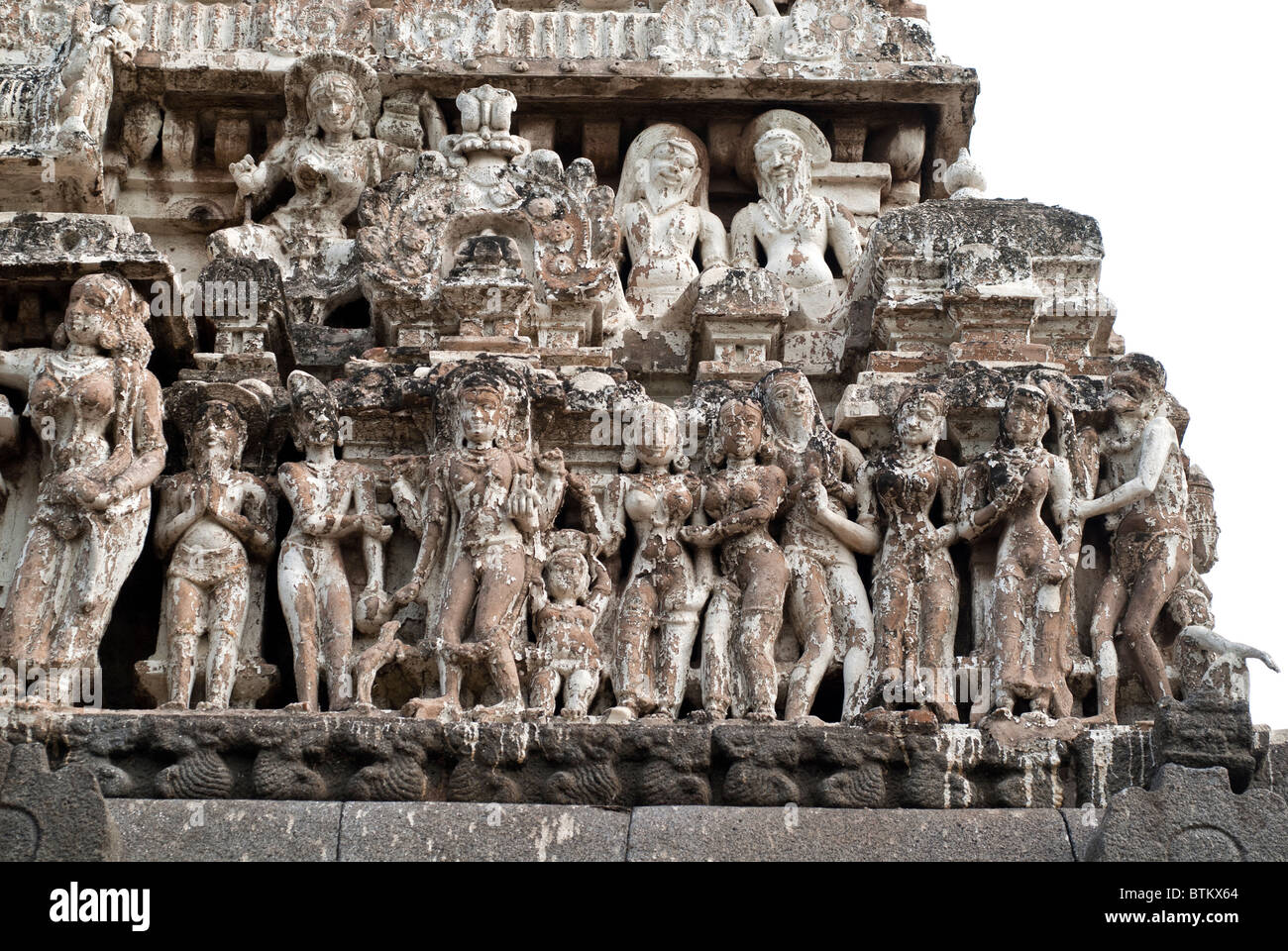 Figure in stucco Thiyagaraja Swamy Temple;Siva;Saivite; a Thiruvotriyur, Chennai;Madras, Tamil Nadu. Foto Stock