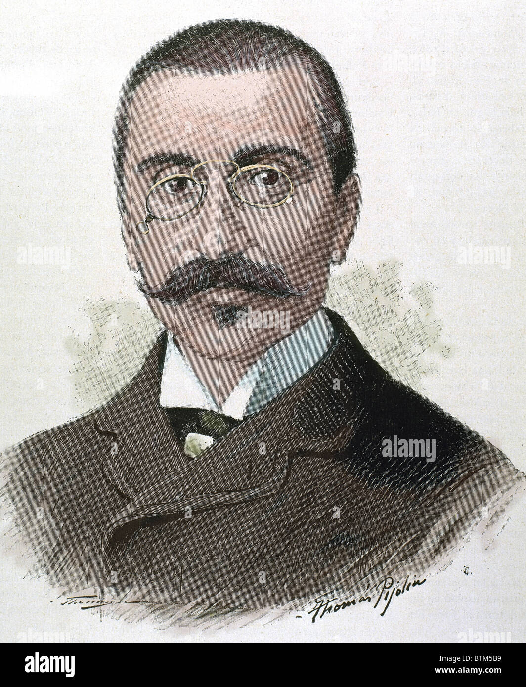 Bofill Martorell, Jose Maria (d.1893). Politico spagnolo. Incisione di Thomas Pijoliu. Colorati. Foto Stock