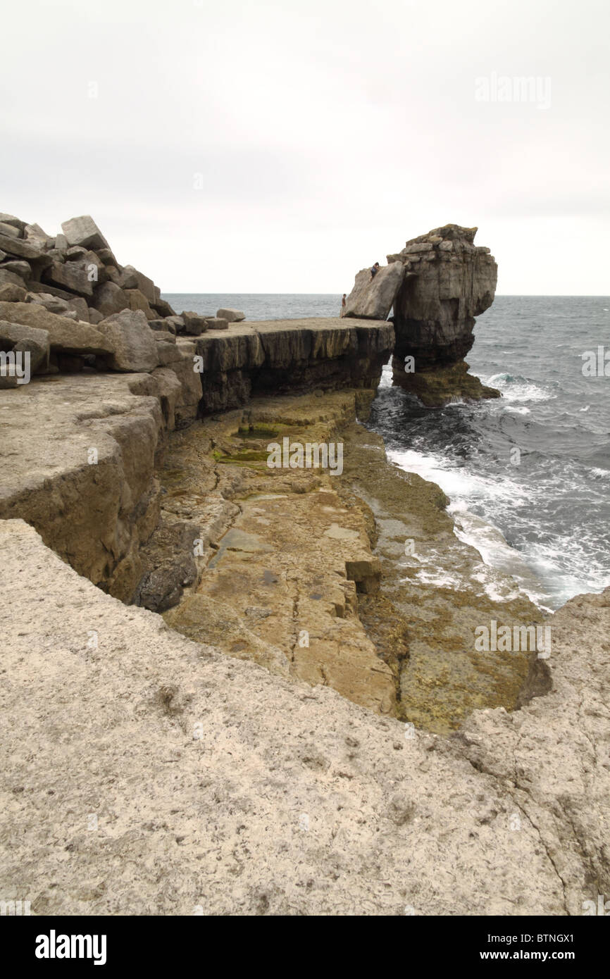 Il pulpito Rock al Portland Bill in Dorset Foto Stock