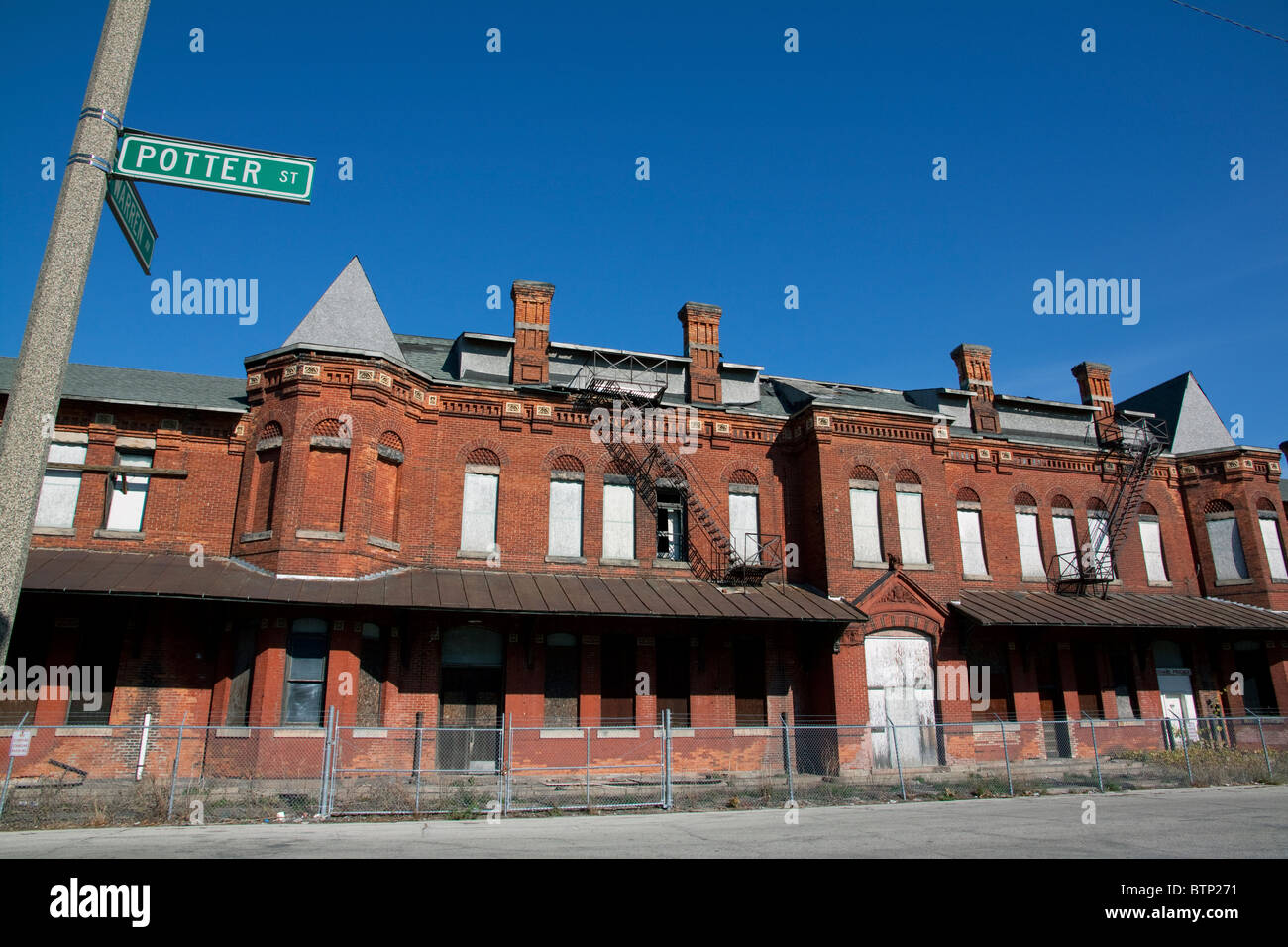 Vacante Potter Street Stazione ferroviaria Saginaw Michigan STATI UNITI Foto Stock