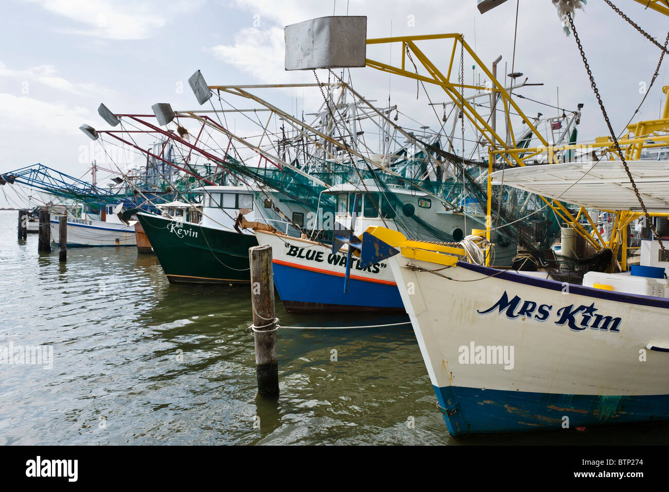 Natanti adibiti alla pesca di gamberetti nel porto di Biloxi, Gulf Coast, Mississippi, STATI UNITI D'AMERICA Foto Stock