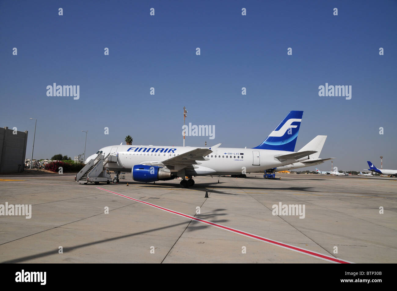 Israele, Ben-Gurion Aeroporto internazionale Finnair Airbus A319-112, Foto Stock