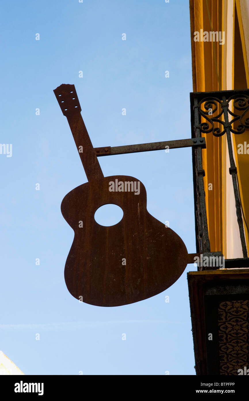 Segno di chitarra, Siviglia, Spagna Foto Stock