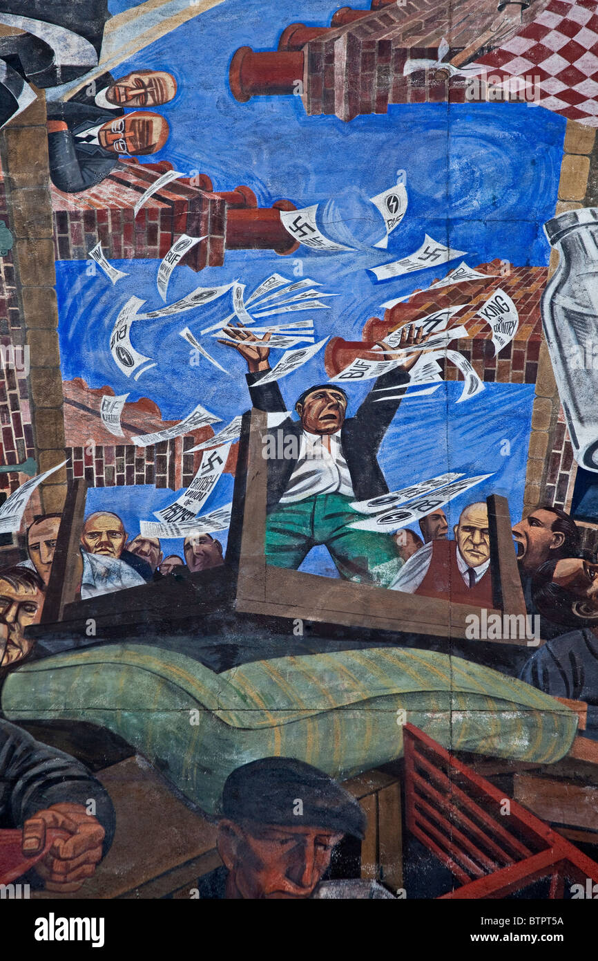 Londra, Shadwell una sezione della battaglia di Cable Street murale di Ottobre 2010 Foto Stock