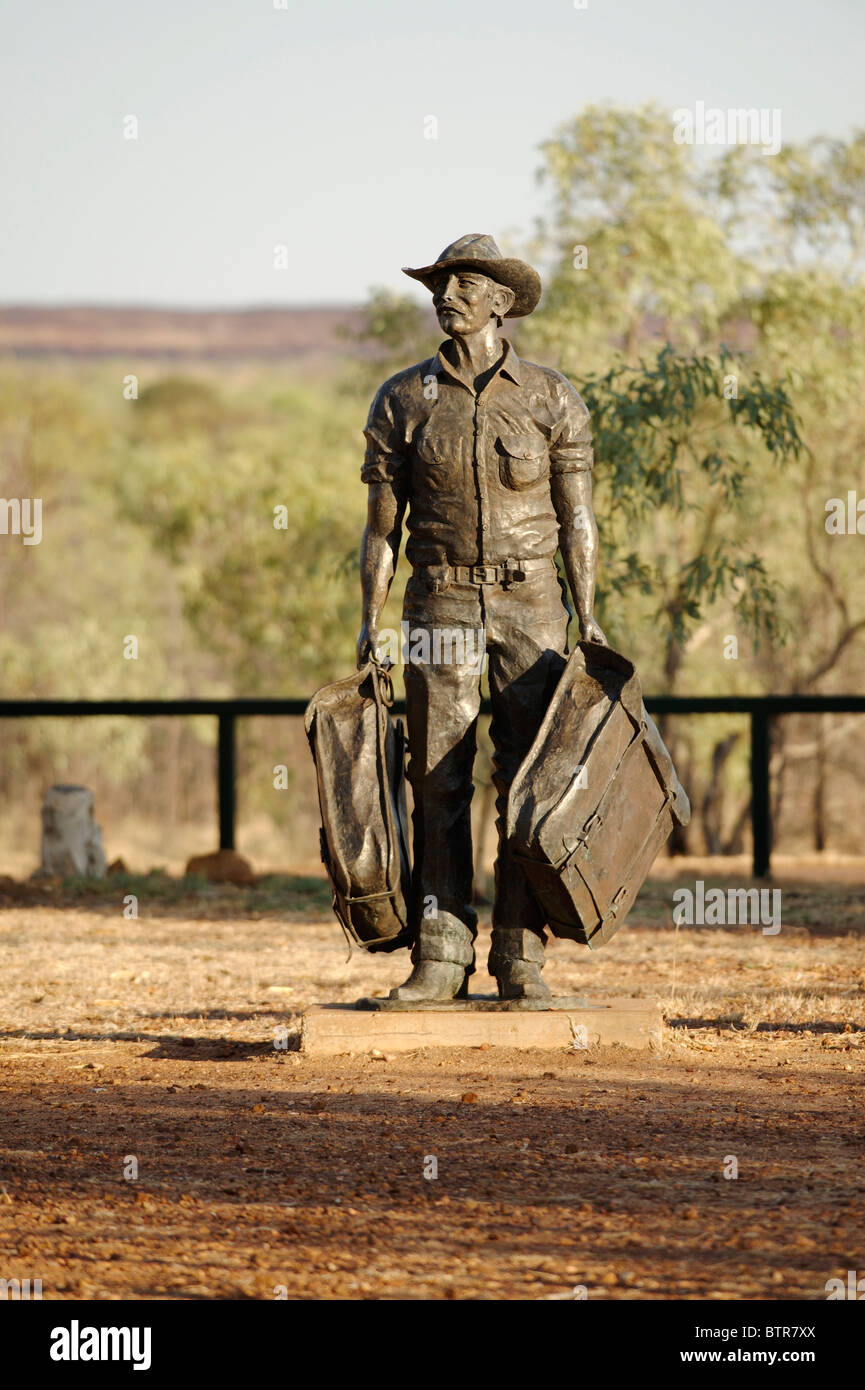 Australia, acque di Newcastle, statua di un drover a Drover's Memorial Park Foto Stock