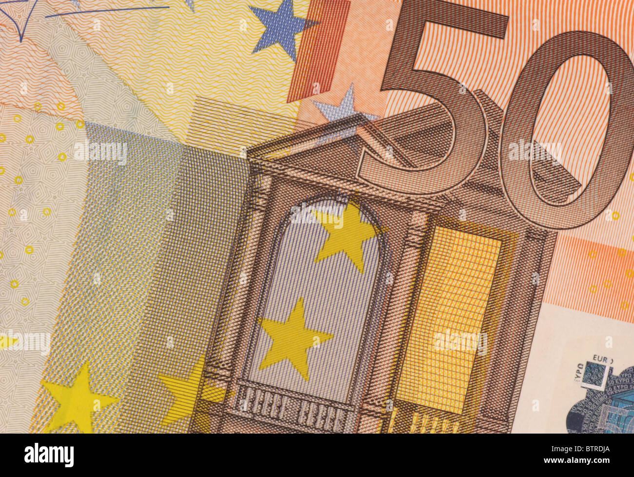 Non circola una cinquantina di banconote in euro da vicino Foto Stock