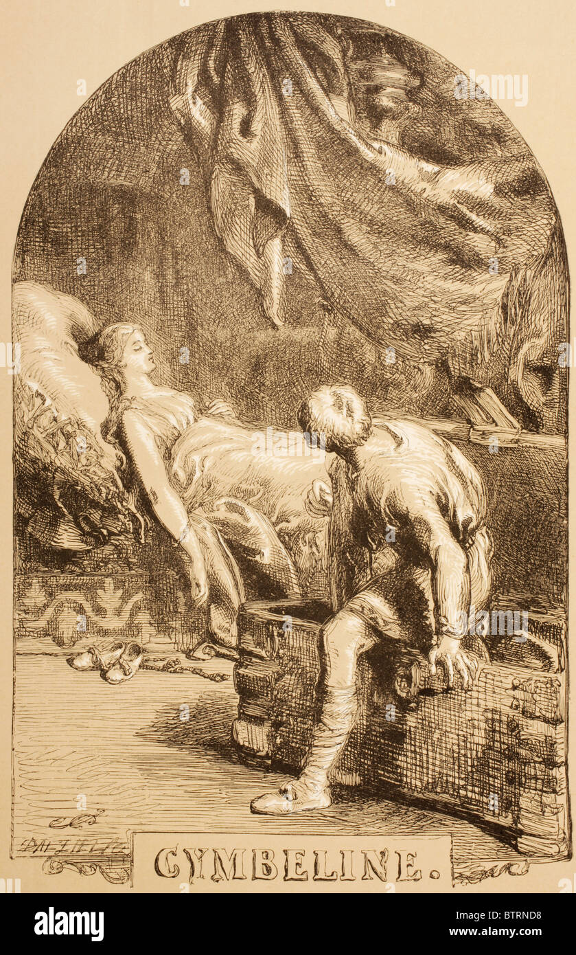 Illustrazione da Sir John Gilbert per Cymbeline da William Shakespeare. Foto Stock