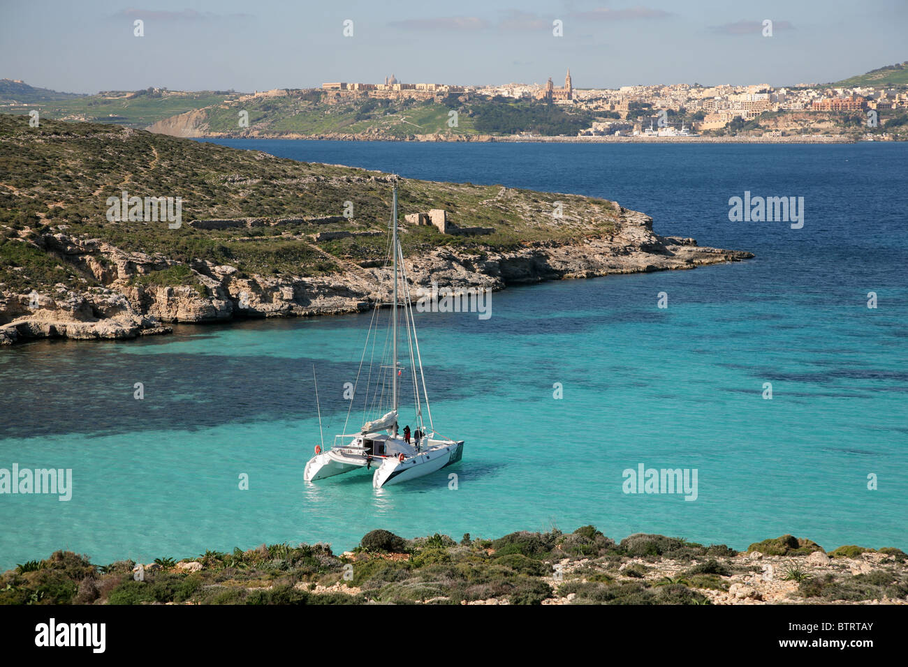 La Blue Lagoon, Gozo, Malta Foto Stock