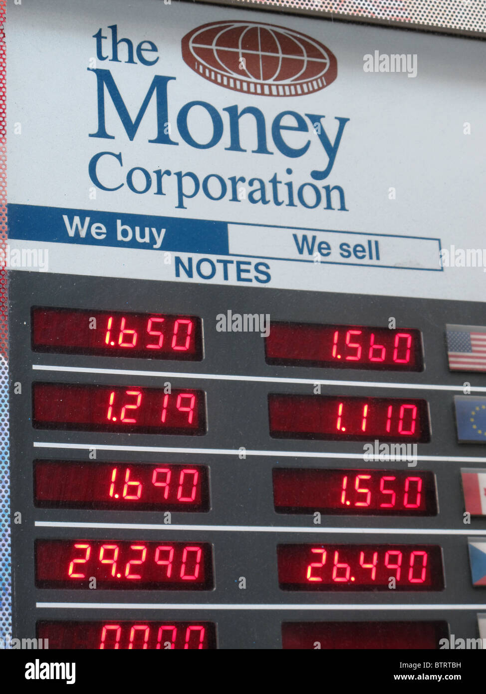 Lo scambio di denaro tassi bancari comprare vendere Foto Stock
