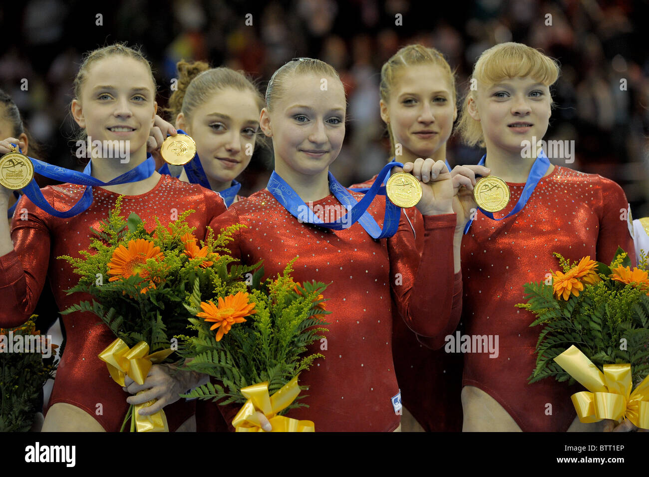 1.5.10 europeo campionati di ginnastica .Senior Team finali. La Russia con finitura in primo luogo. Foto Stock