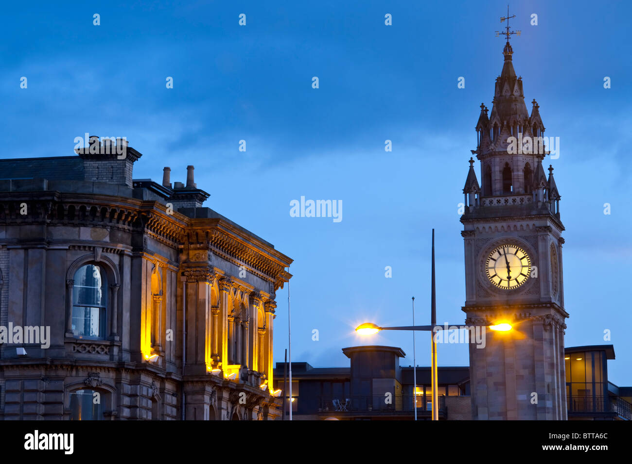 L'Albert Memorial Clock in Queen Square, Belfast, Irlanda del Nord Foto Stock