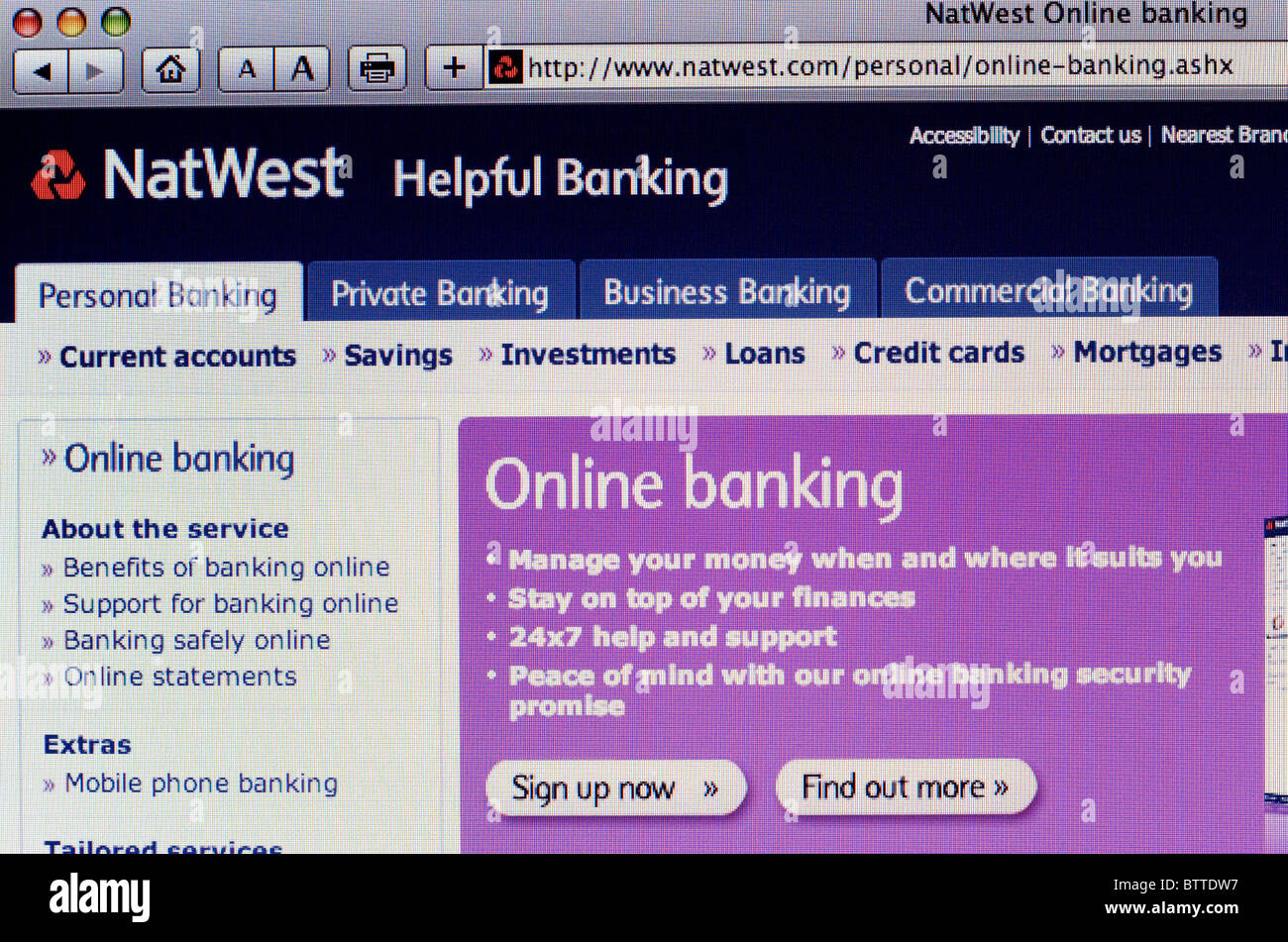 Screenshot di Natwest internet banking website Foto Stock