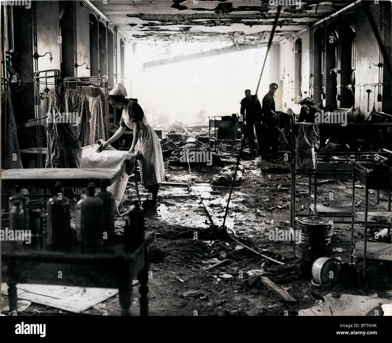 Ospedale danni bomba East End di Londra Blitz Foto Stock