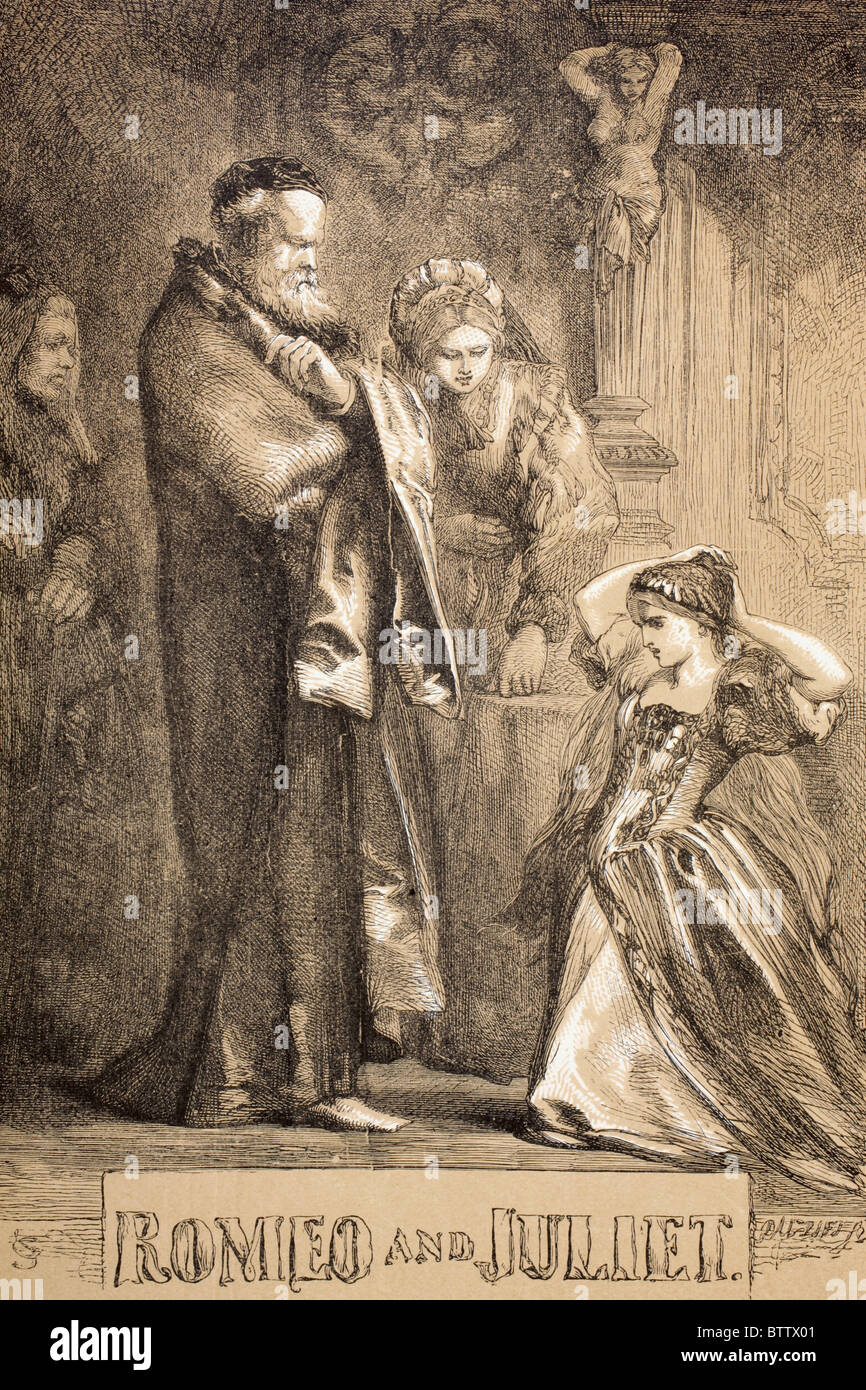 Illustrazione da Sir John Gilbert per Romeo e Giulietta di William Shakespeare. Foto Stock