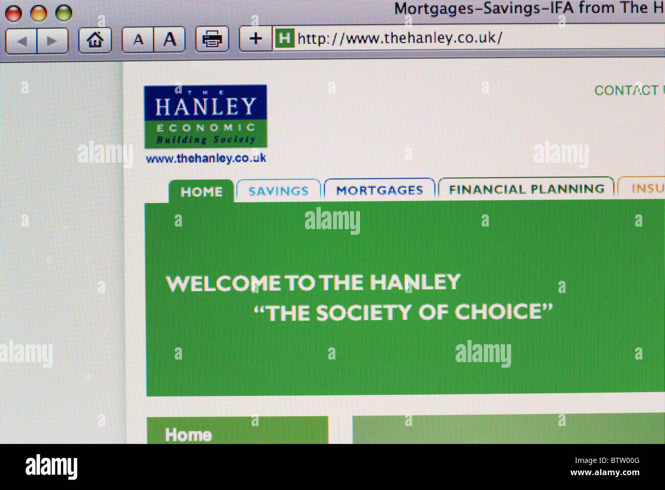 Screenshot di Hanley Building Society internet banking website Foto Stock
