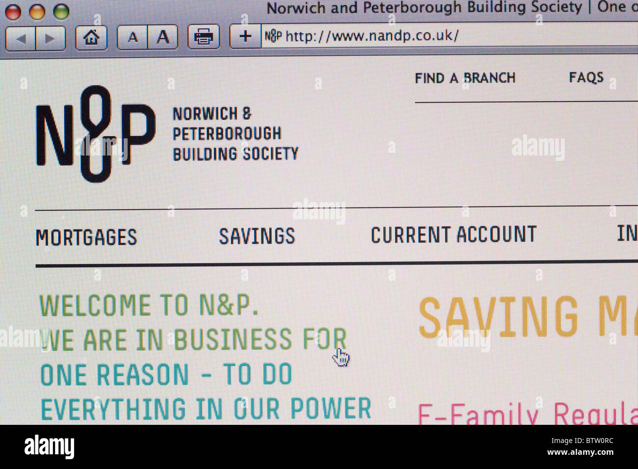 Screenshot di Norwich & Peterborough Building Society internet banking website Foto Stock