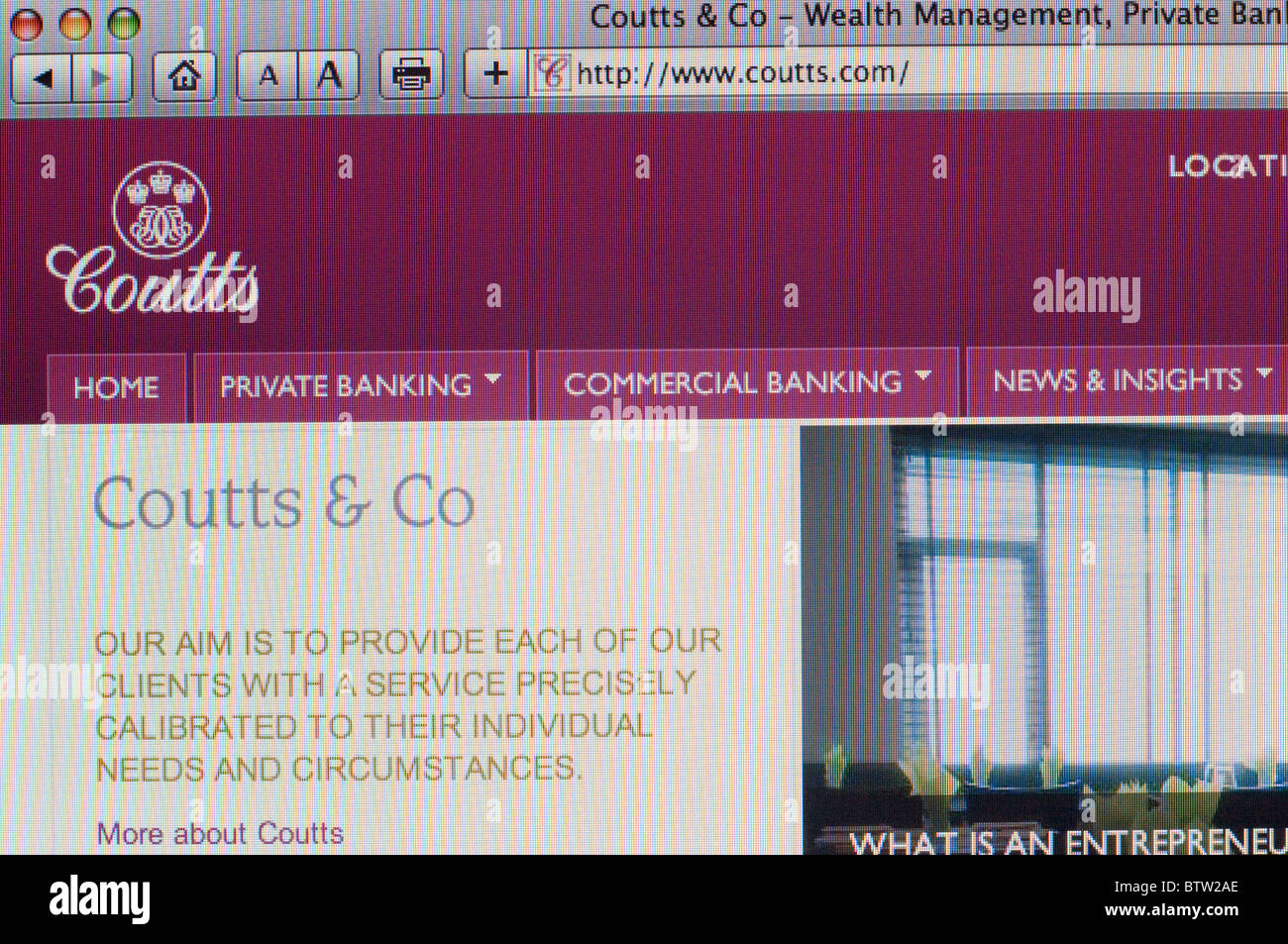Screenshot di Coutts & Co internet banking website Foto Stock