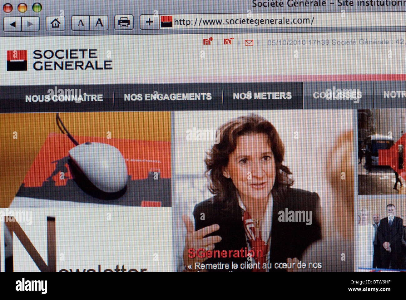 Screenshot della Societe Generale internet banking website Foto Stock