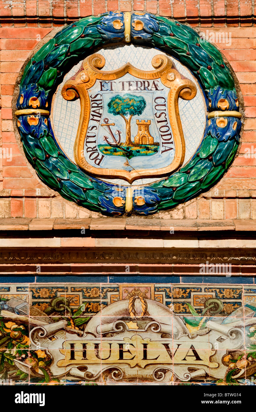 Plaza de Espana di Siviglia Andalusia Spagna Huelva Foto Stock