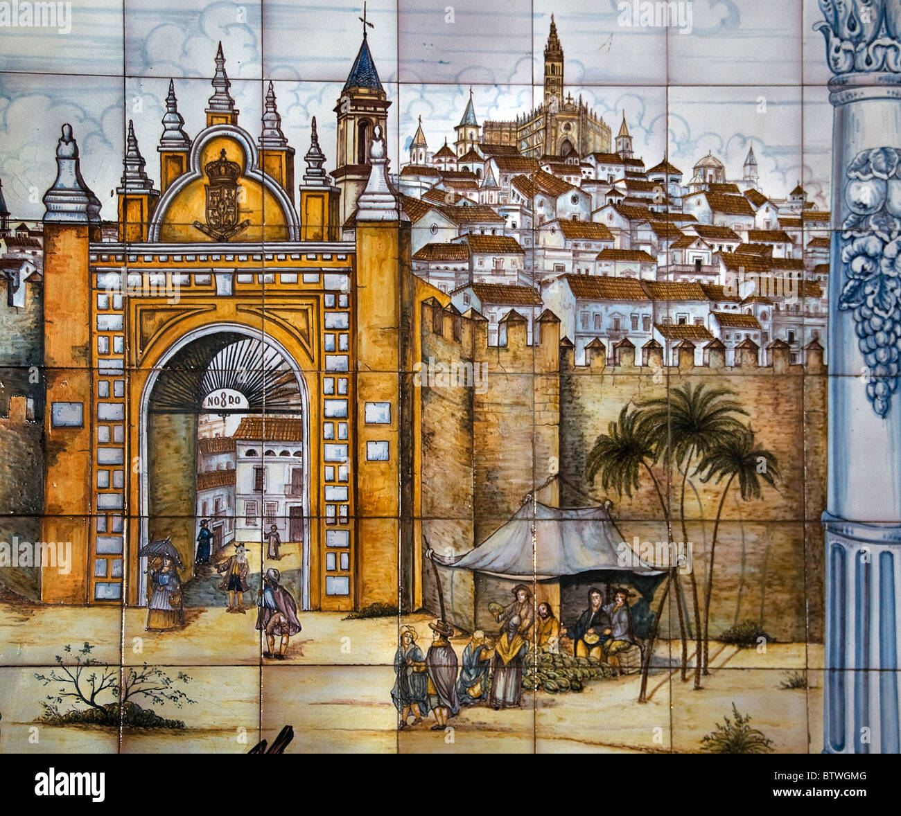 Siviglia Spagna Andalusia storico Puerte Gate Puerto de la Macarena Foto Stock