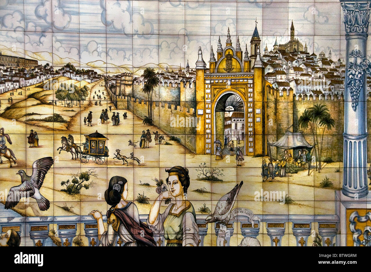 Siviglia Spagna Andalusia storico Puerte Gate Puerto de la Macarena Foto Stock