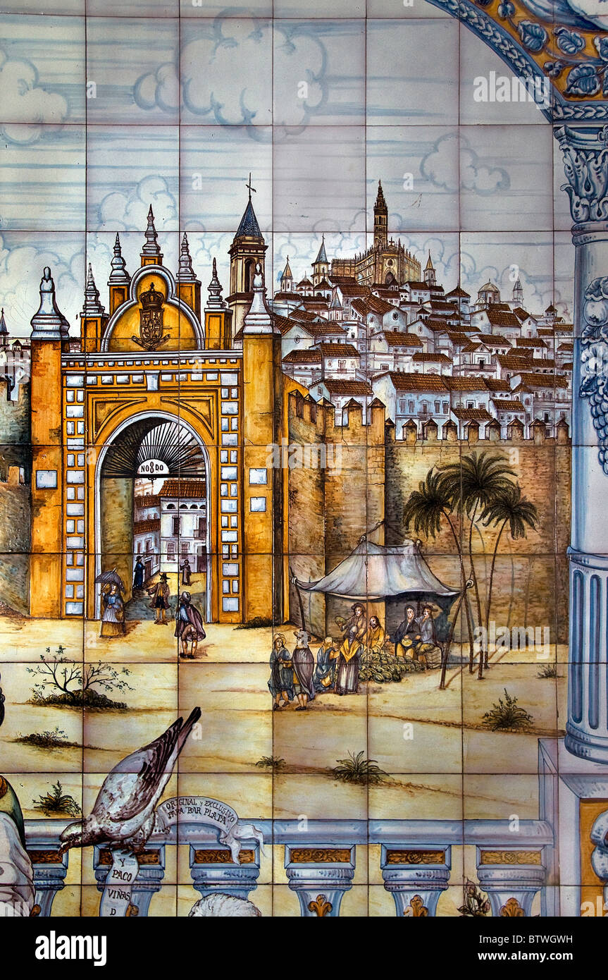 Siviglia Spagna Andalusia storico Puerte Gate Puerto de la Macarena Foto Stock