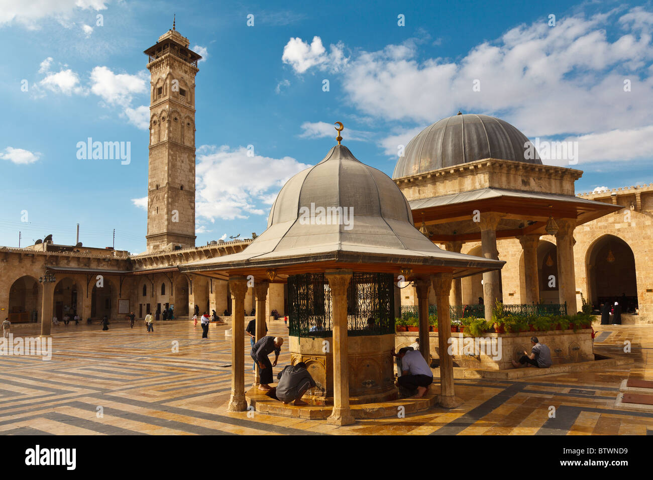 La grande moschea Umayad, Aleppo, Siria Foto Stock