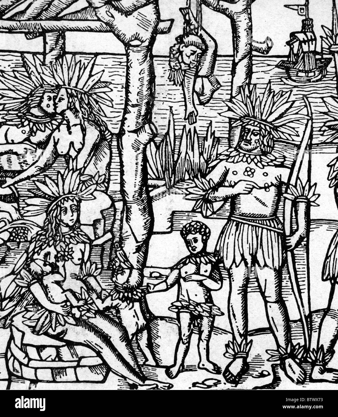 GIOVANNI DA VERRAZZANO (1485-1528) esploratore spagnolo che è stato ucciso e mangiato dagli indiani caraibici in Guadalupa Foto Stock