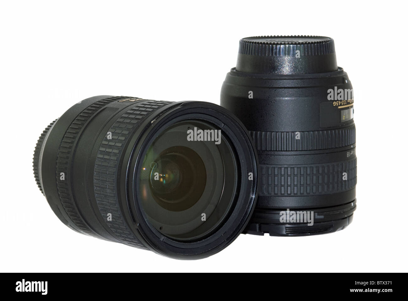 Una coppia di lenti della fotocamera che è utilizzata per fotocamere digitali Foto Stock