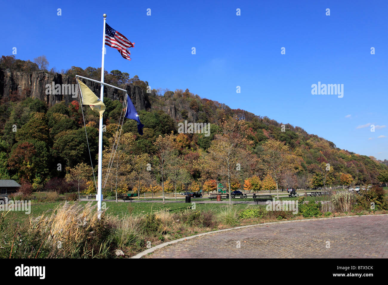 Palisades Park di stato alla base del New Jersey laterale del George Washington Bridge Foto Stock