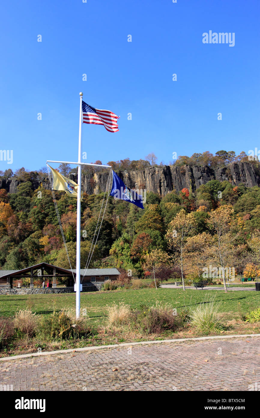 Palisades Park di stato alla base del New Jersey laterale del George Washington Bridge Foto Stock