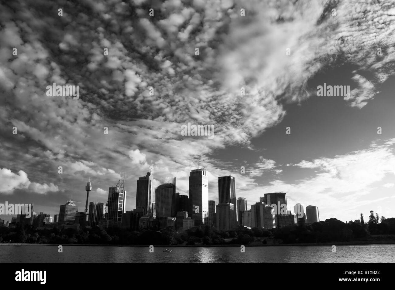 Skyline di Sydney in bianco e nero, Australia Foto Stock