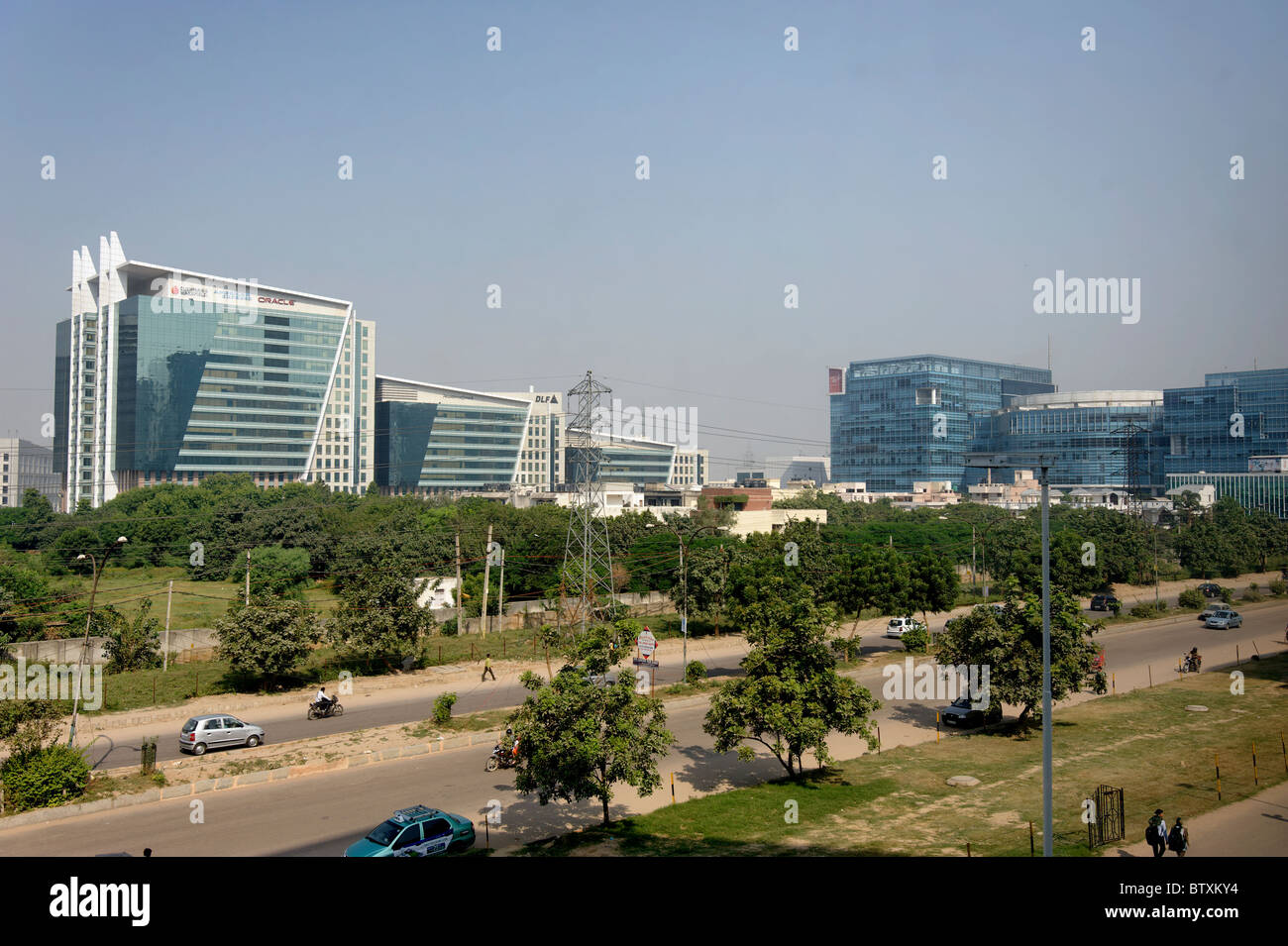 Il paesaggio di Gurgaon, l'area di sviluppo di Haryana, India Foto Stock