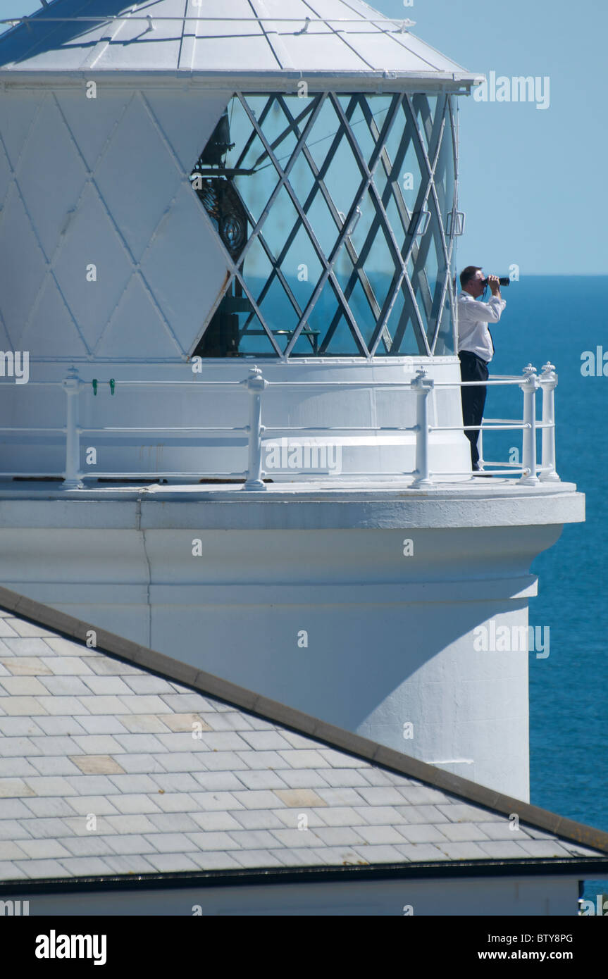 La guardia costiera sull'incudine Point lighthouse tower Foto Stock