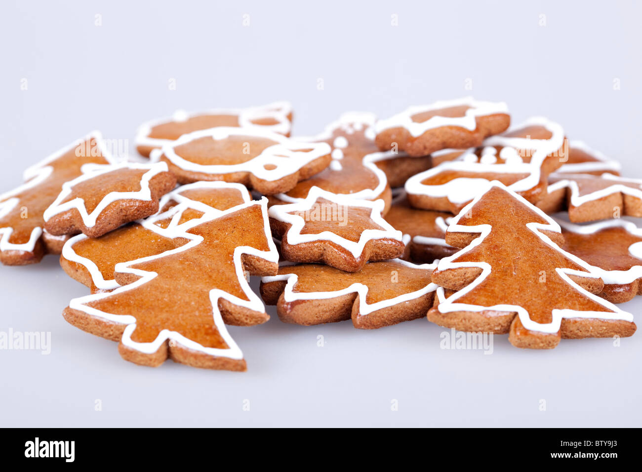 Fatte a mano gingerbread cookie, diversi pezzi Foto Stock