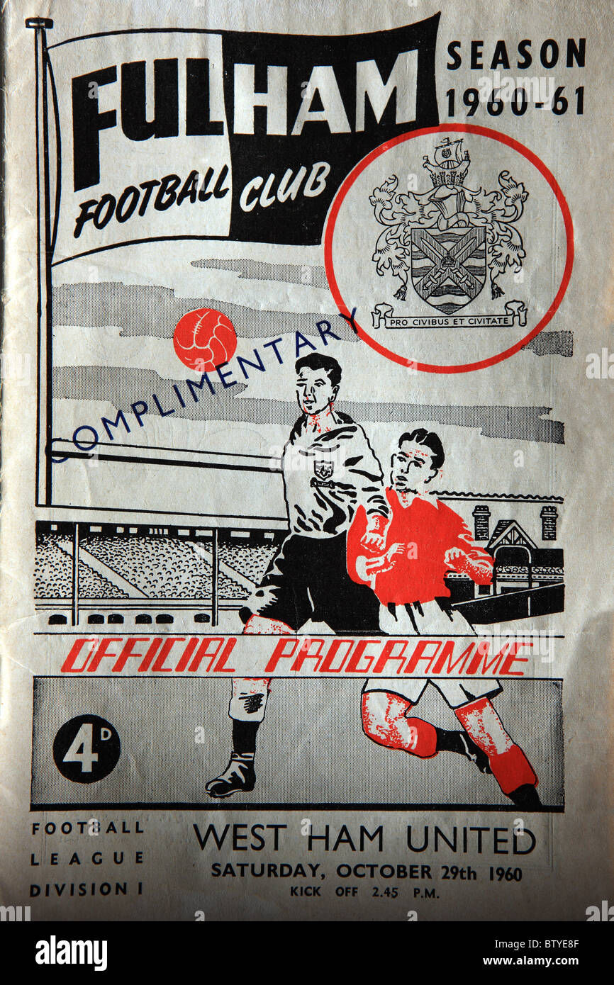 Partita di calcio in programma per Fulham FC V West Ham United Sabato 29 Ottobre 1960 Foto Stock