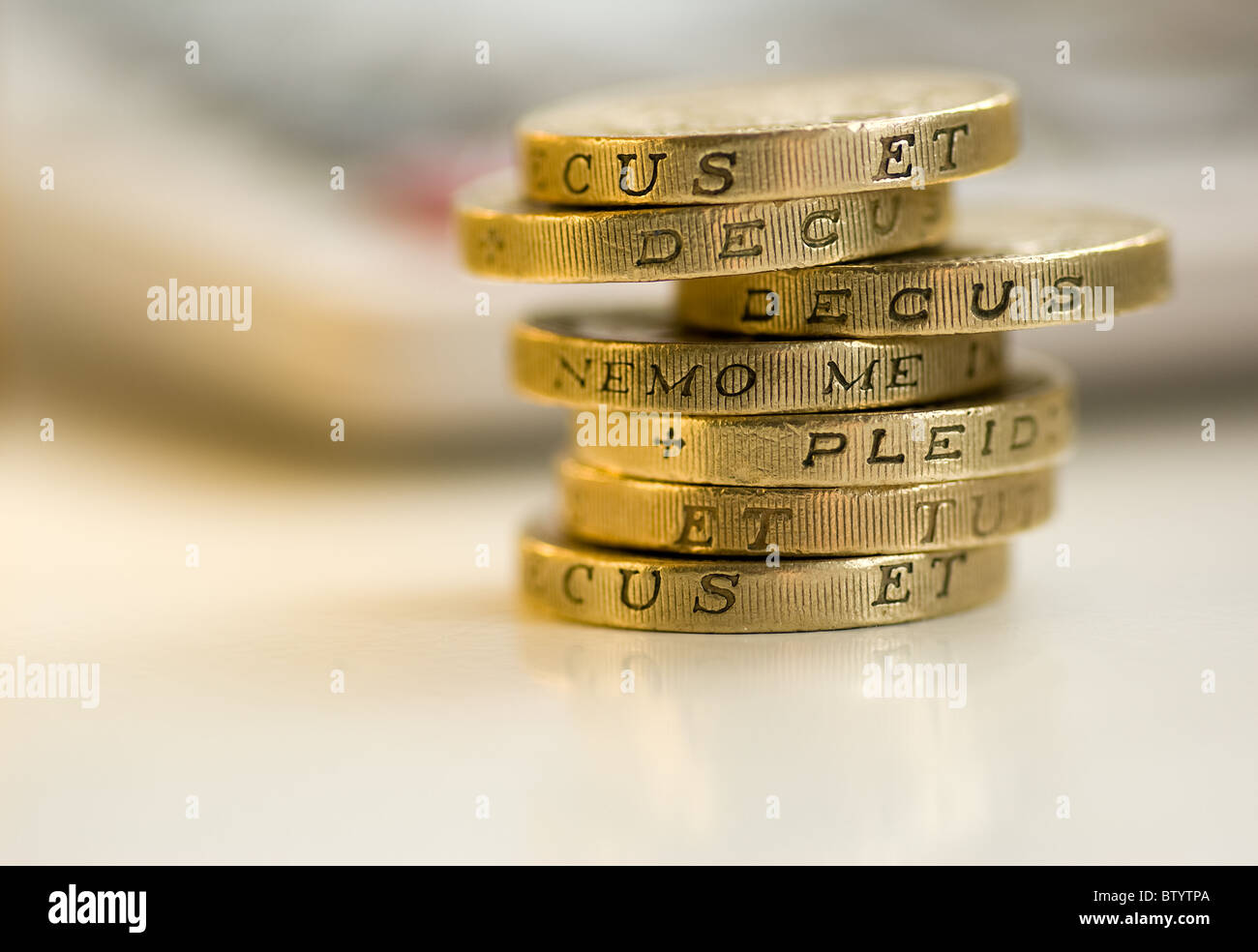 Monete da una libbra Foto Stock